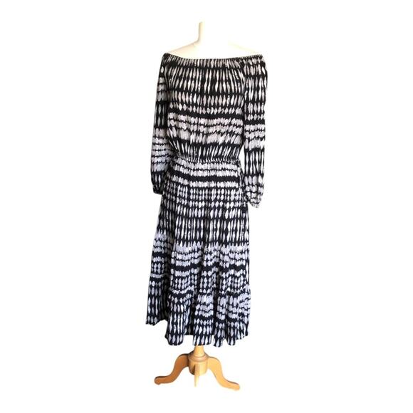 LoveStitch NWT Vici Women’s Kaleidoscope Adjustable Midi Dress Small Black Taupe - Picture 10 of 16